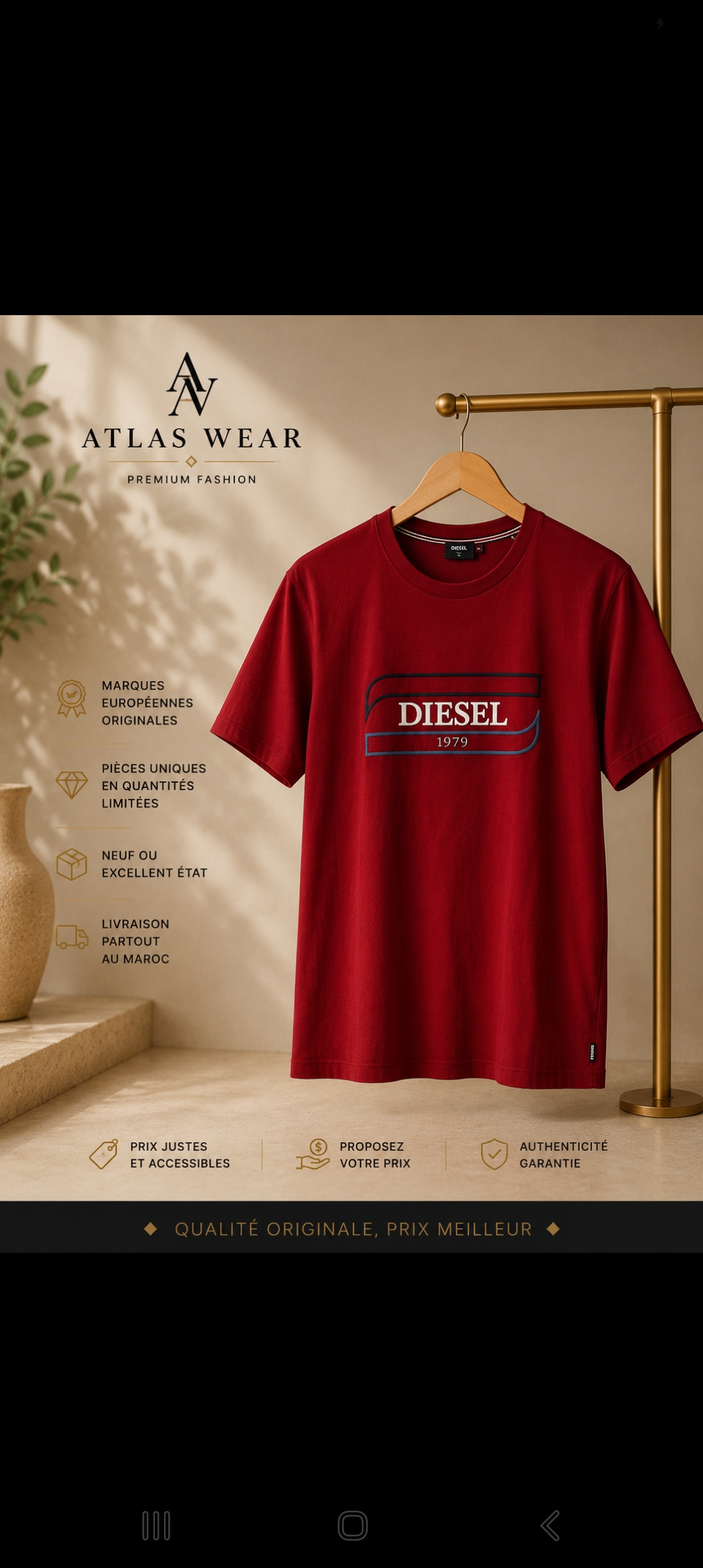 Diesel تيشيرت ديزل أحمر أصلي