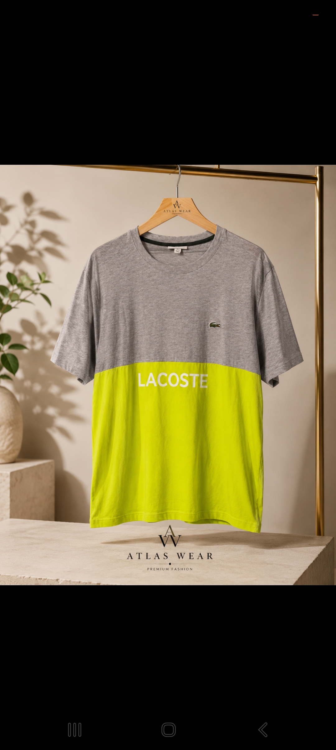 Lacoste تيشيرت Lacoste ثنائي اللون رمادي وأصفر