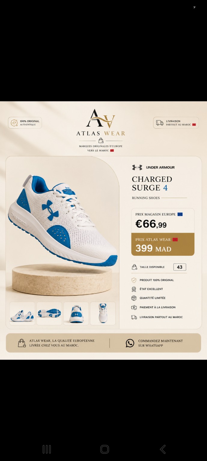 حذاء Under Armour Charged Surge 4 أصلي